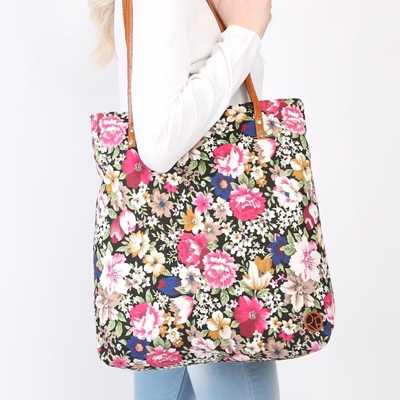 Handbags - 1 Left - Floral pink tote bag